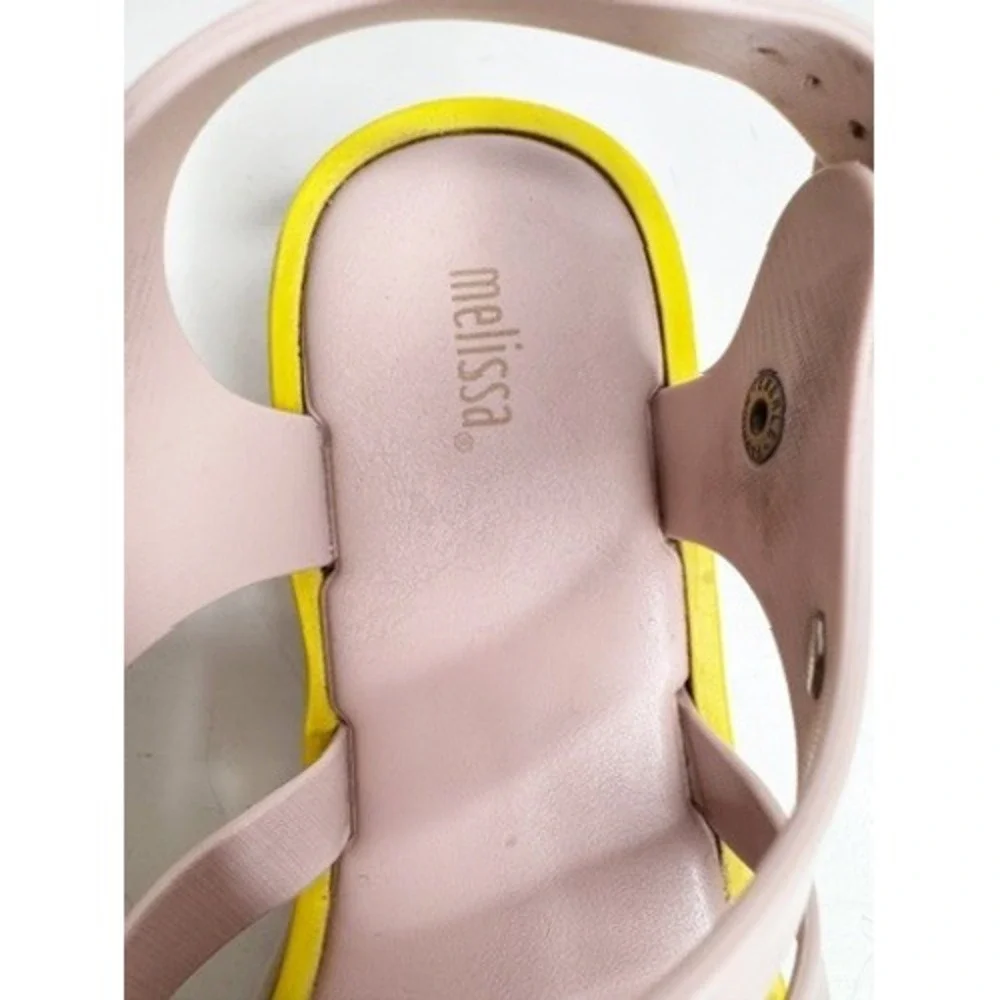 Melissa | Light Pink + Neon Yellow Platform Gladiator Jelly Sandals Women Size 7